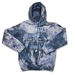 METALLICA Hoodie Men's M Load Poor Twisted Me Skull Graphic Bleach Tie Dye Metal